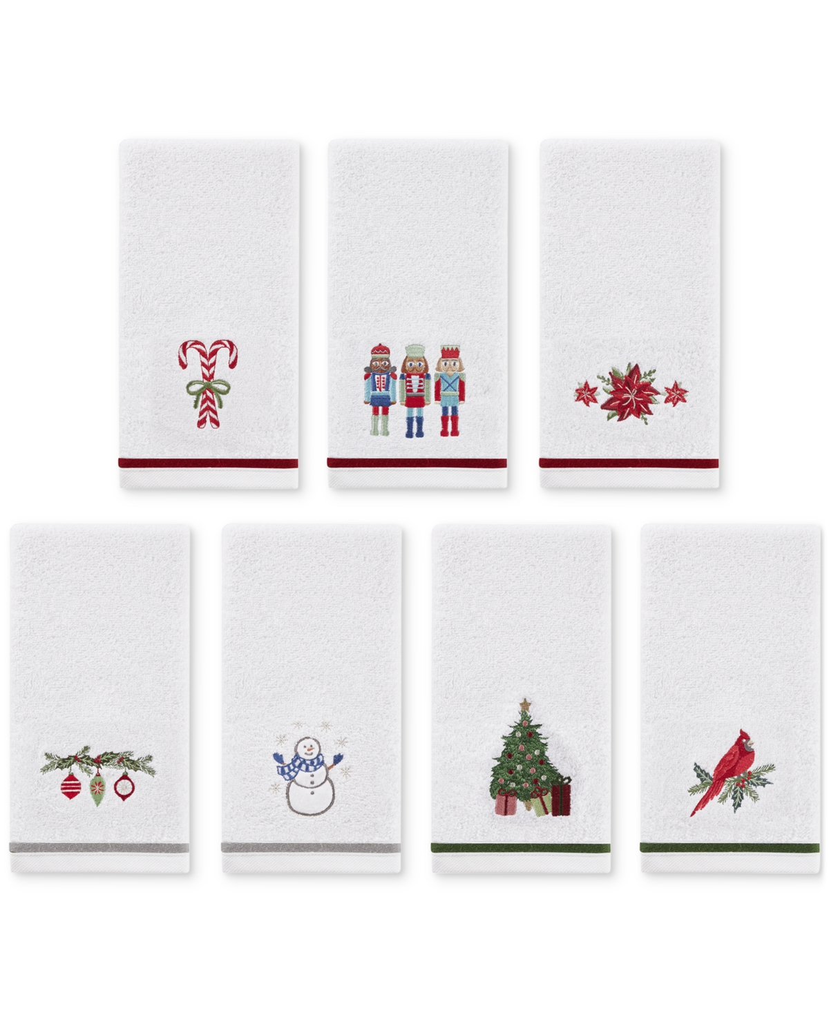 Decor Studio Holiday Candy Canes Turkish Cotton 2-pc. Hand Towel Set, 16" X 28" In White