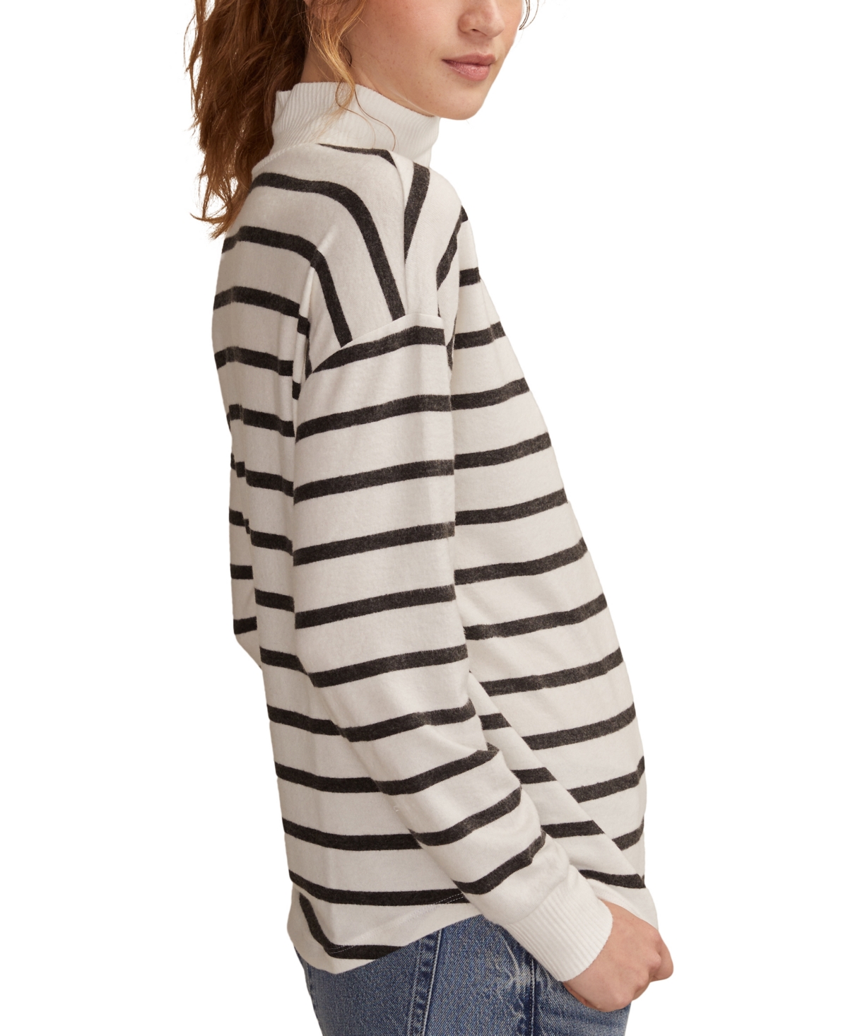 Lucky Brand Cloud Stripe Mock Neck Knit Top