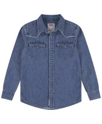 Boys 2T-7 Logo Western Denim Twill Long Sleeve Shirt