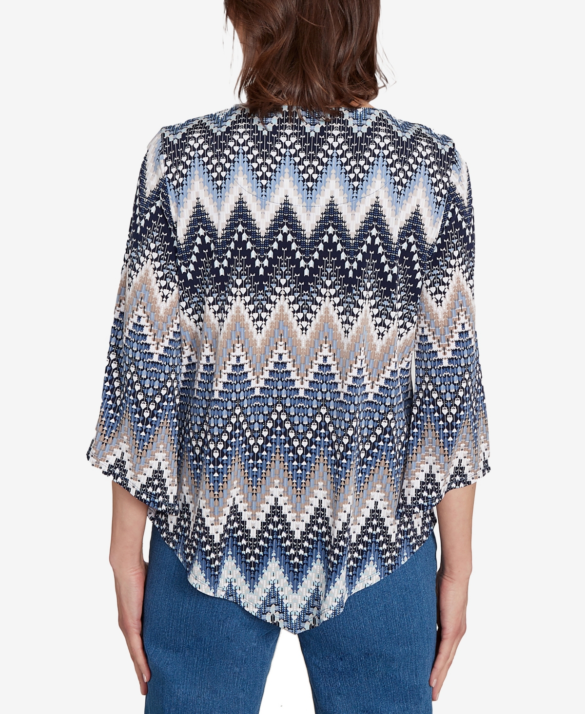 Alfred Dunner Women's Classic Puff Print Textured Chevron Top
