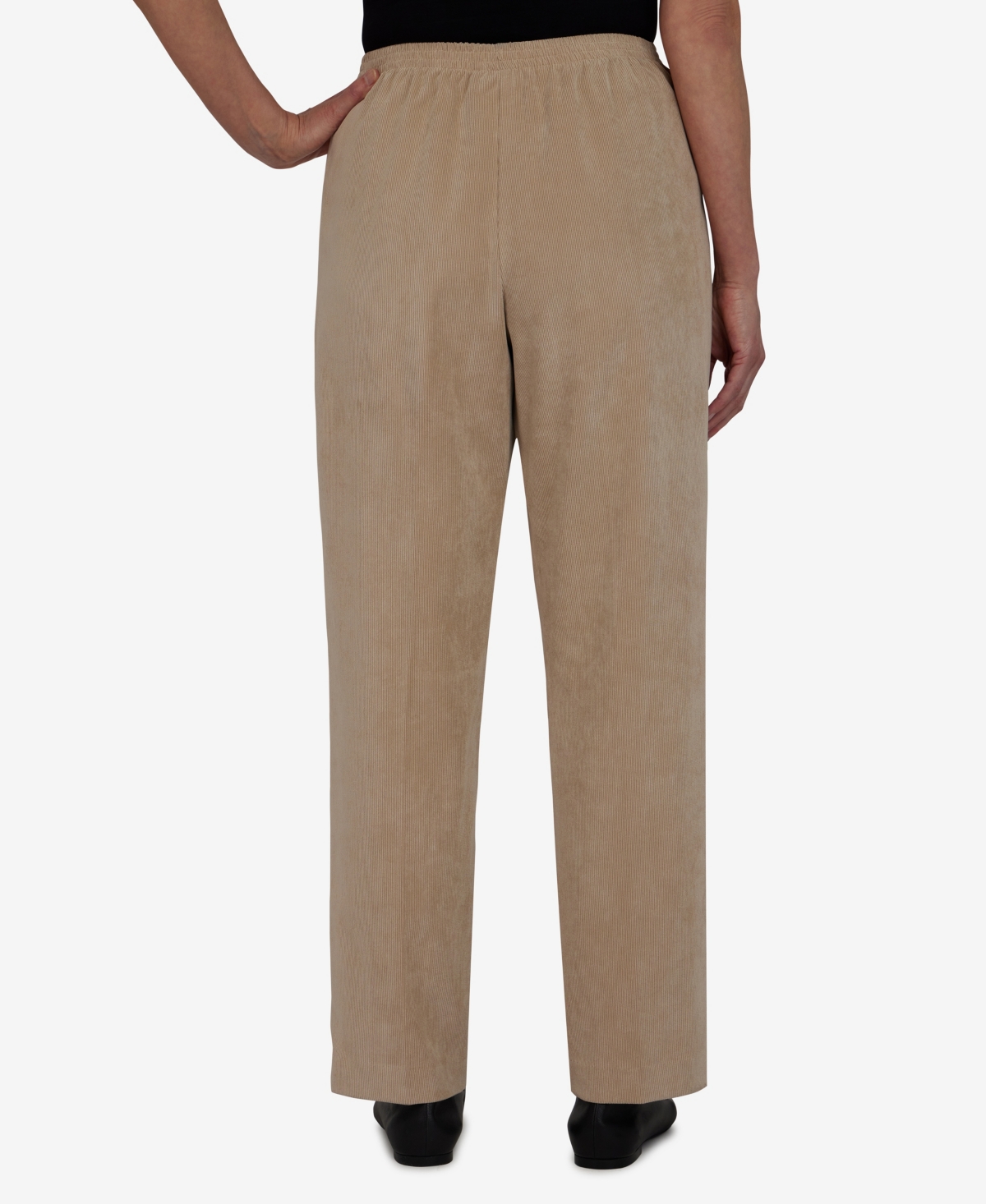 Alfred Dunner Women's Classic Corduroy Elastic Waist Medium Length Pants In Brown