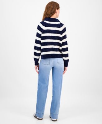 Juniors' High-Rise Wide-Leg Patch-Pocket Jeans 