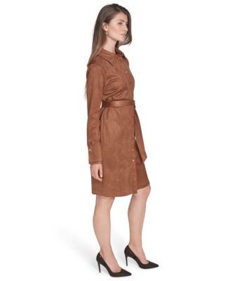 Women's Scuba Suede Long Sleeve Dress