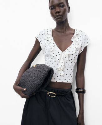 Mango Women's Ruffles Polka-Dot Blouse - Macy's