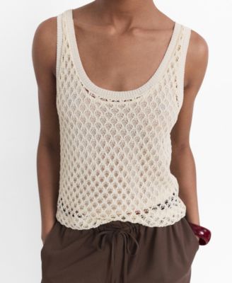 MANGO - Women's Straps Crochet Top