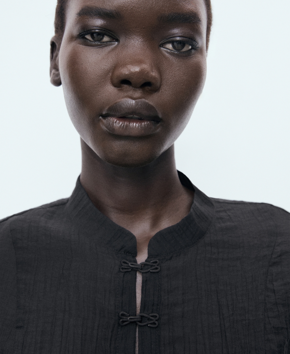 Mango Semisheer Top In Black