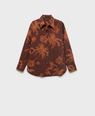 Women's Palm Print Cotton Shirt