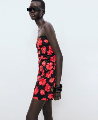 Women's Strapless Floral Dress