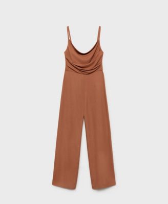 Women's Draped Neckline Long Jumpsuit