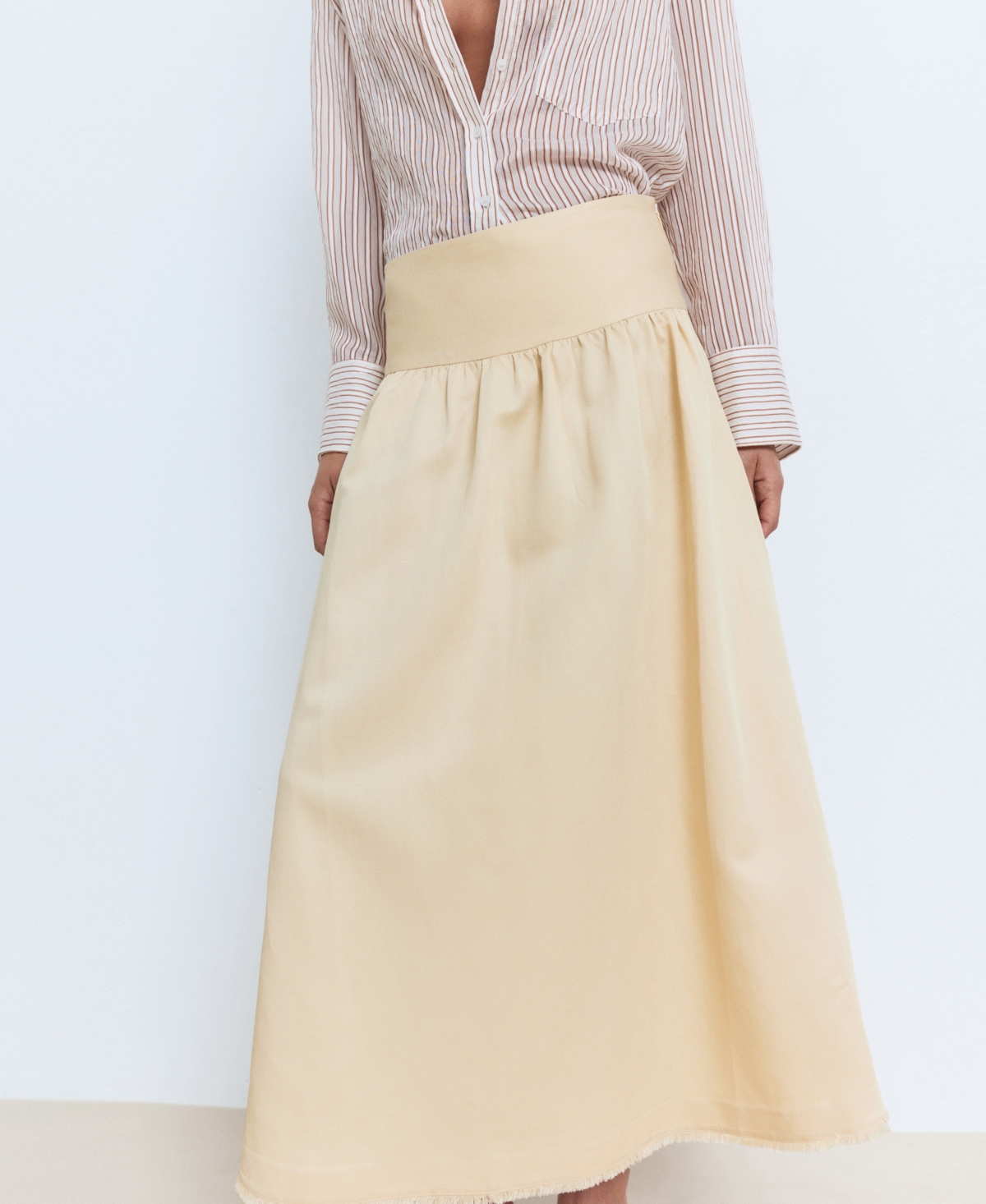 Mango Fiona Fray Hem Skirt In Multi