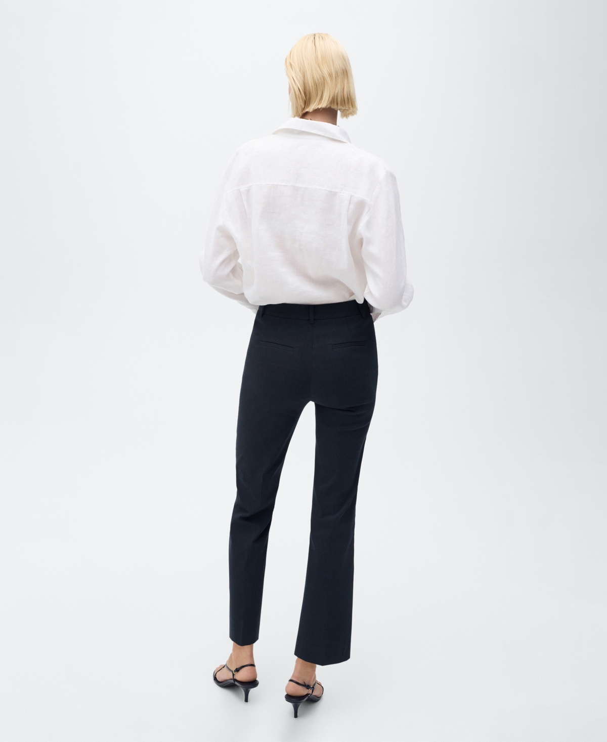 Mango Ankle Straight Leg Pants In Black
