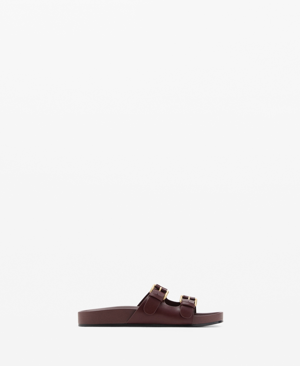 Mango Women's Buckle Flat Sandals In Burgundy