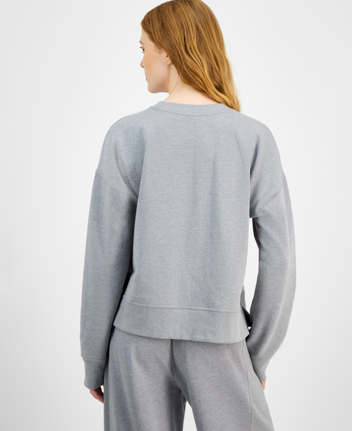 Id Ideology Women's Fleece Crewneck Sweatshirt, Macy's Exclusive In Gray