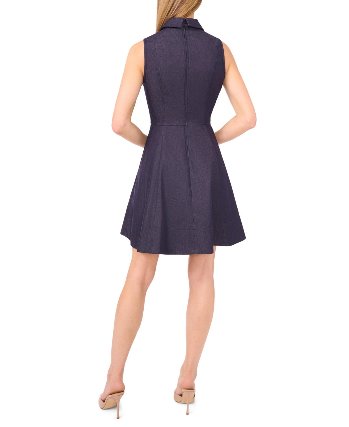 Cece Sleeveless Fit And Flare Dress In Blue