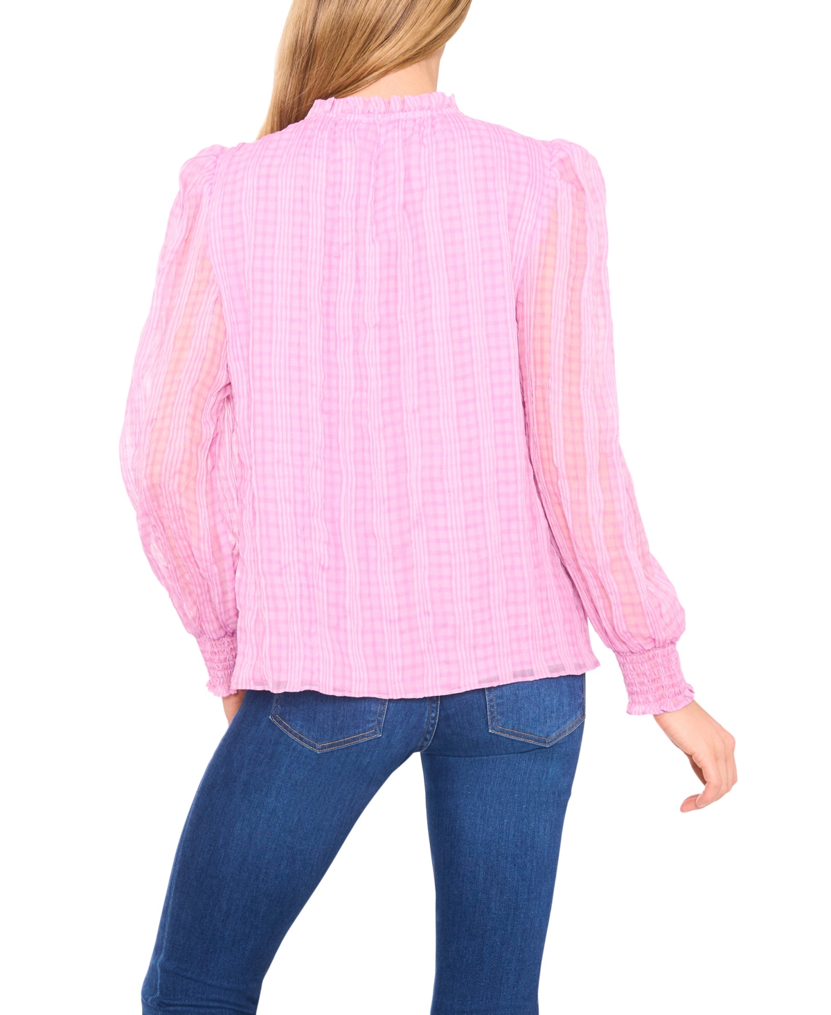 Cece Women's Smocked Cuff Ruffle Top In Pink
