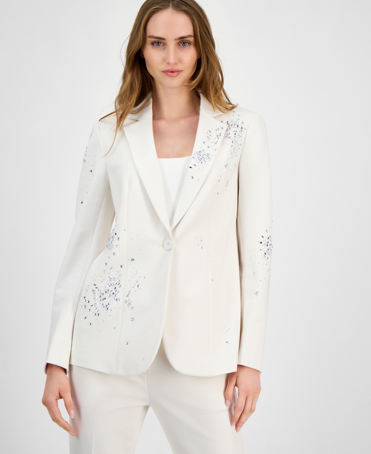 Anne Klein Women's Embellished One-button Jacket In White