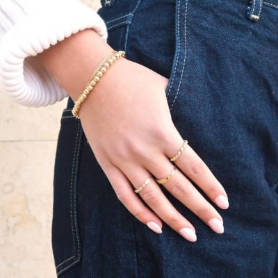 Large Gold Ball Bead Bracelet 14K Gold