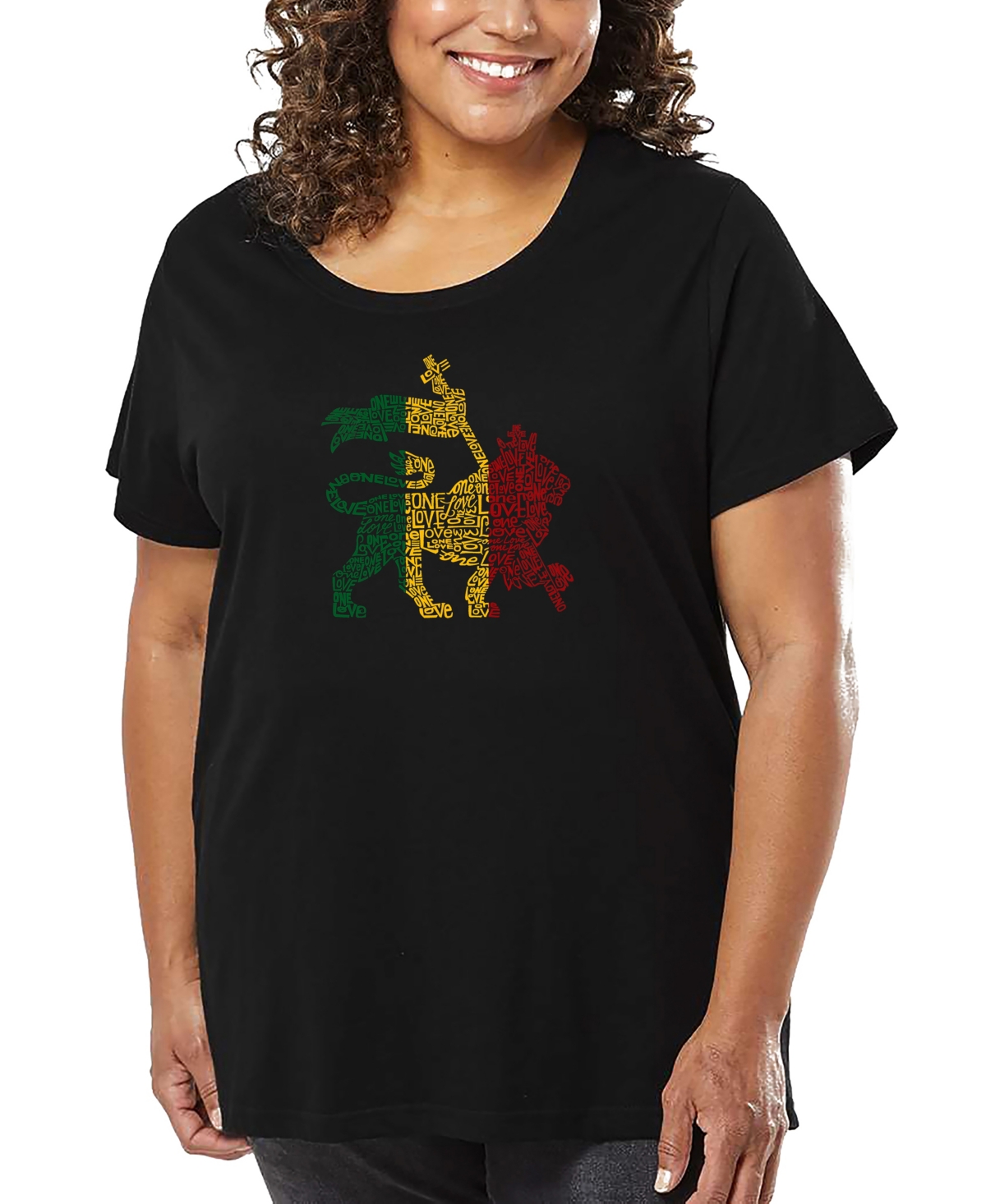 La Pop Art Plus Size Crazy Little Thing Called Love Word Art V-neck T-shirt In Gray