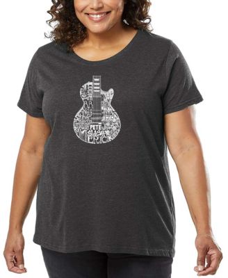 Plus Size Rock Guitar Head Word Art T-Shirt