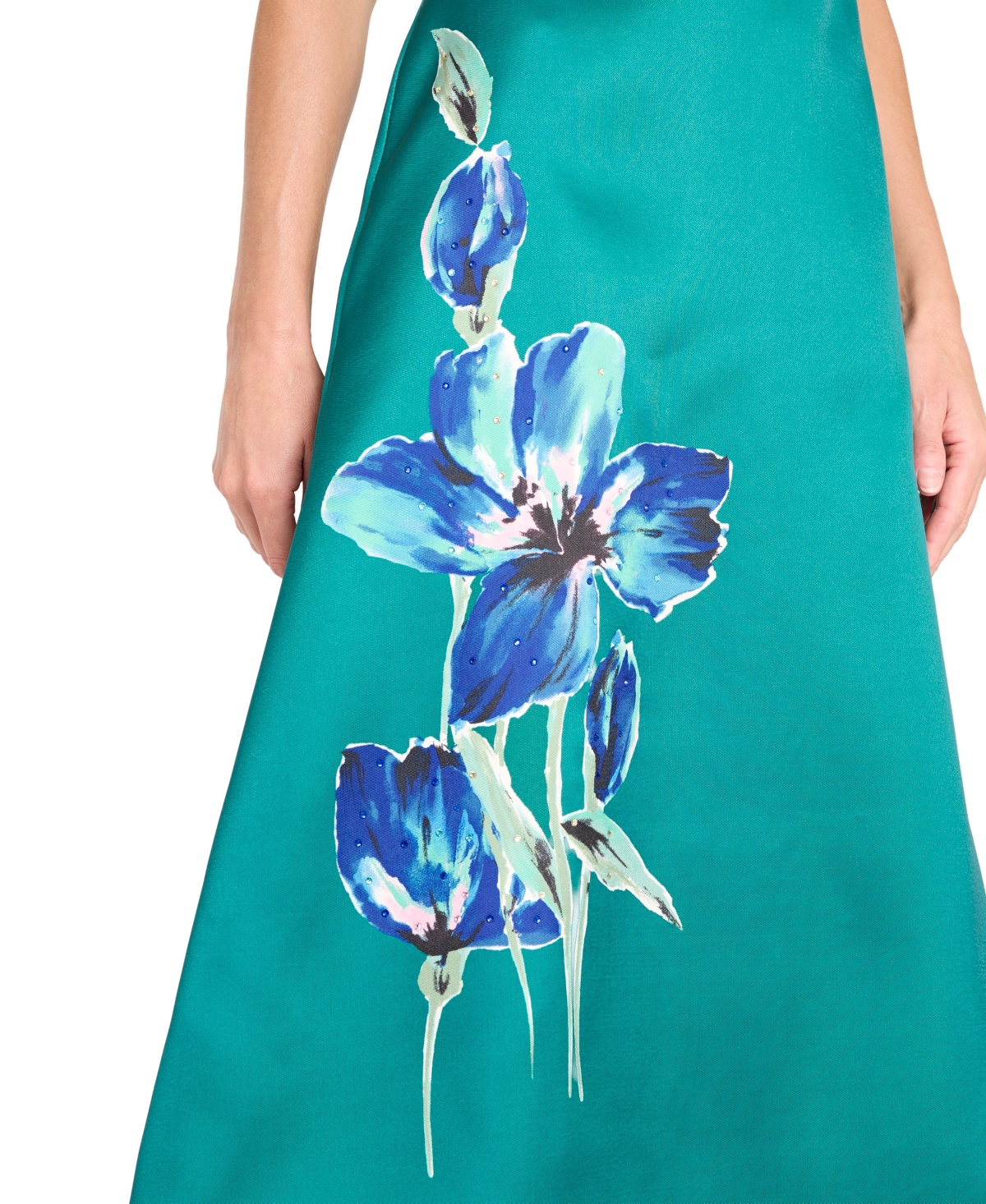 Tahari Asl Women's V-neck Flower Print Detail Midi Dress In Green