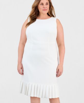 Plus Size Sleeveless Pleated-Hem Sheath Dress