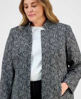 Plus Size Knit Jacquard Long Jacket