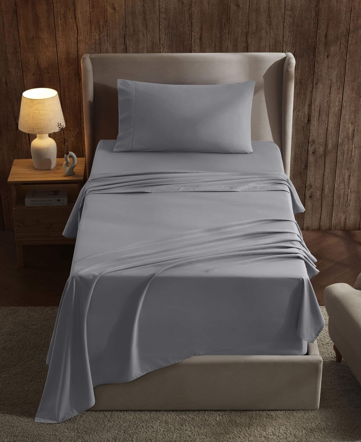 Nestl Premier Collection Deep Pocket 3 Piece Sheet Set, Twin Xl In Gray