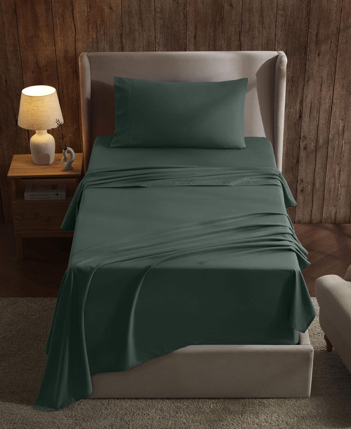 Nestl Premier Collection Deep Pocket 3 Piece Sheet Set, Twin Xl In Green