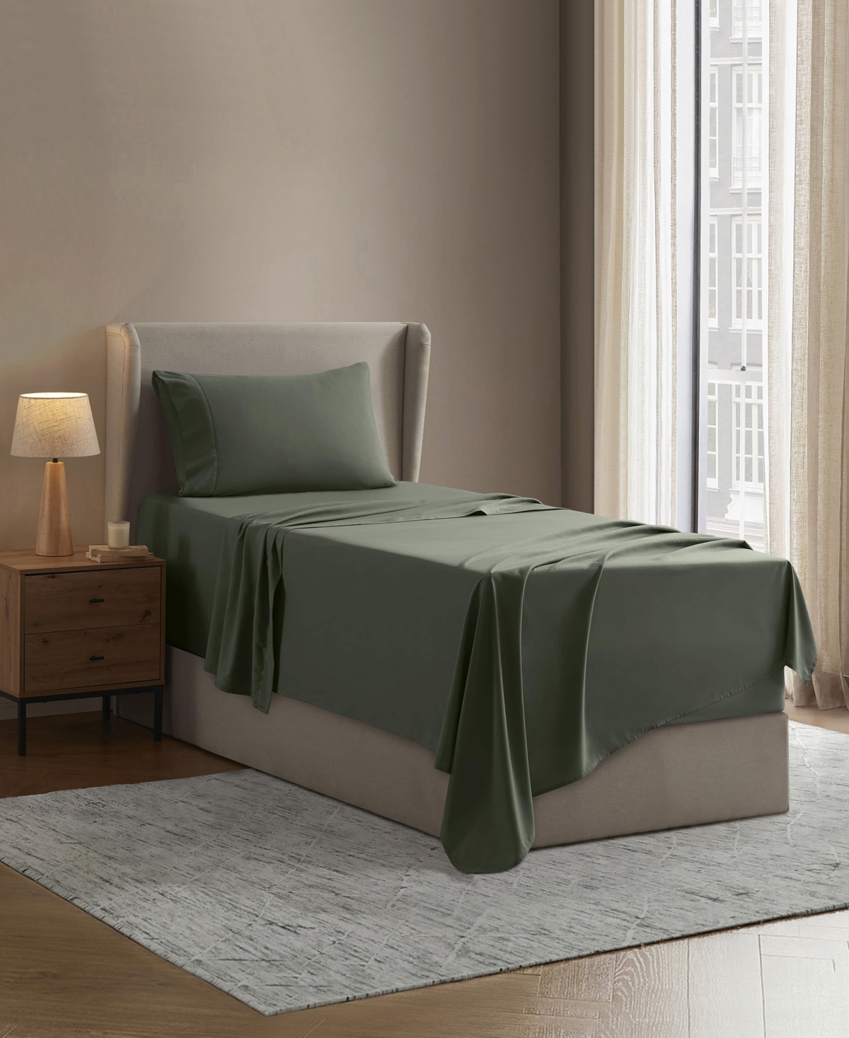 Nestl Premier Collection Deep Pocket 3 Piece Sheet Set, Twin In Green