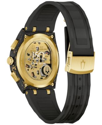 Men's Special Edition 150th Anniversary Luxury CURV Sport Chronograph Black Rubber Watch 44mm