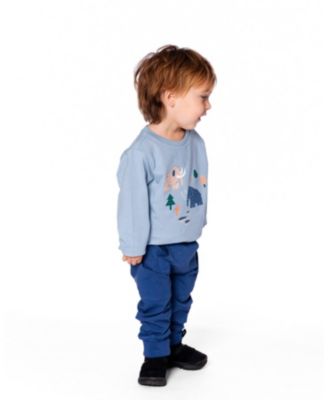 Boy Cotton Jersey Two-Piece Top and Pant Set Blue - Toddler