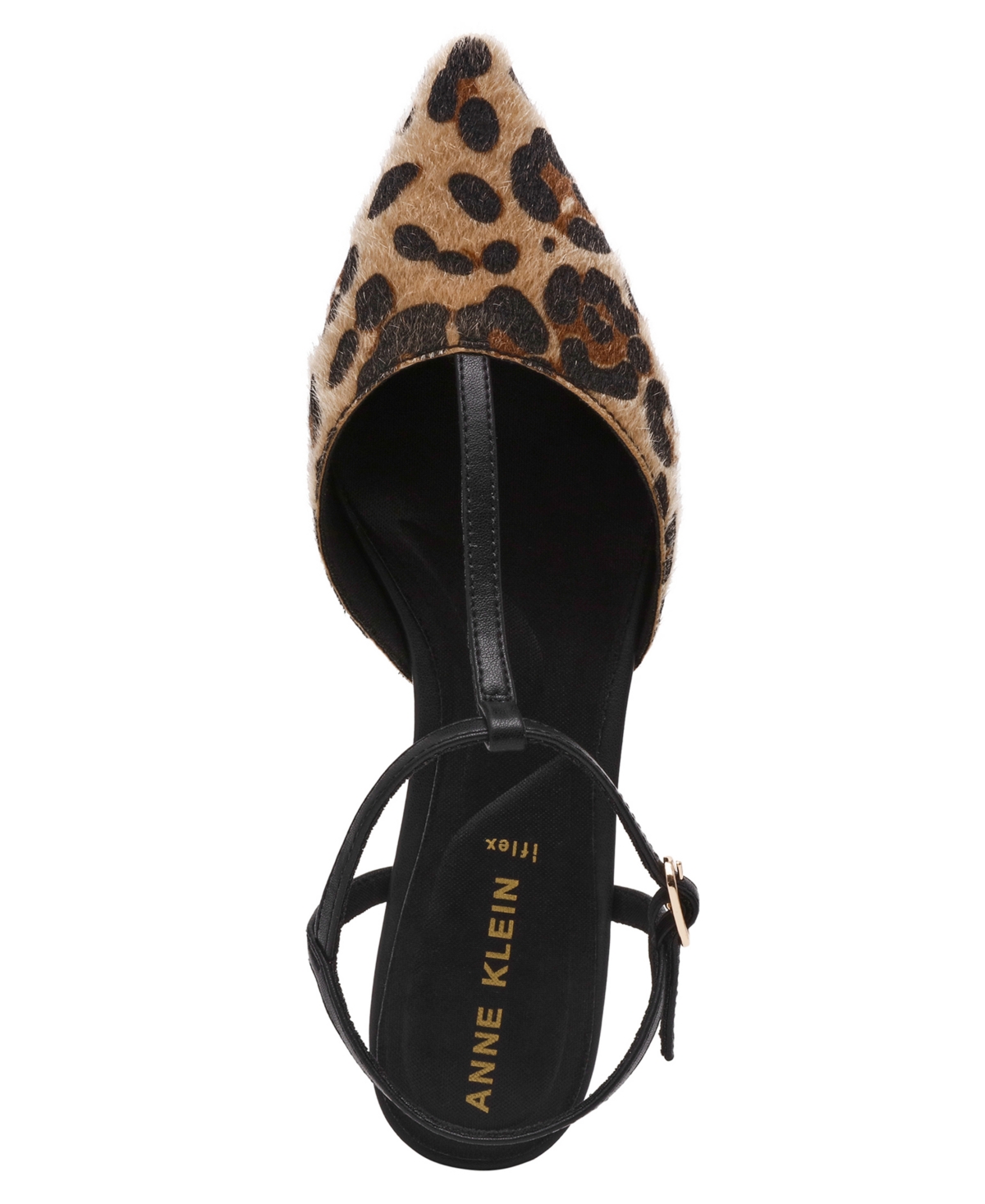 Anne Klein Emily Ankle Strap Pointed Toe Flat In Animal Print