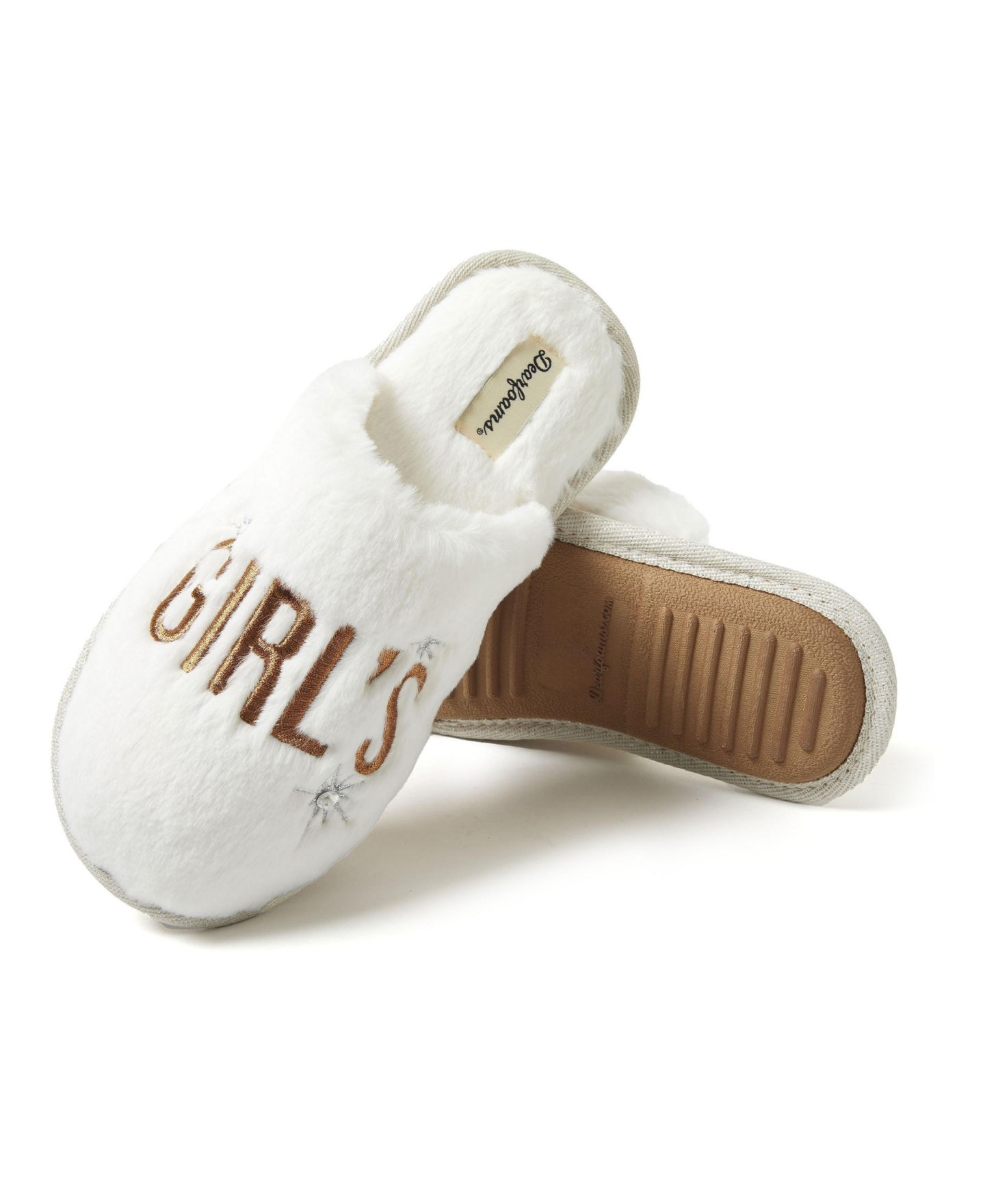 Женские тапочки Dearfoams Celebration Fuzzy Scuff House Slipper - Cheers, цвет: Алебастровый — фото 3