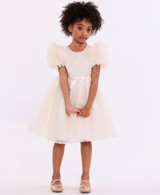 Toddler and Little Girls Puff Sleeved Party Dress