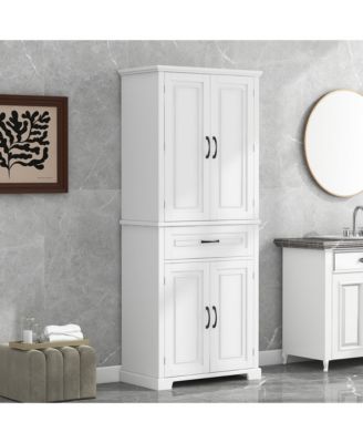 Bathroom Storage Cabinet with Doors and Drawer, Multiple Storage Spaces, Adjustable Shelf