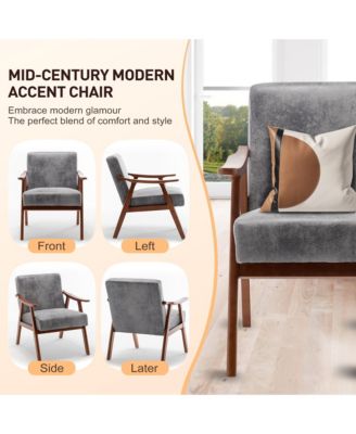 Mid-Century Modern Chair with Solid Wood Frame