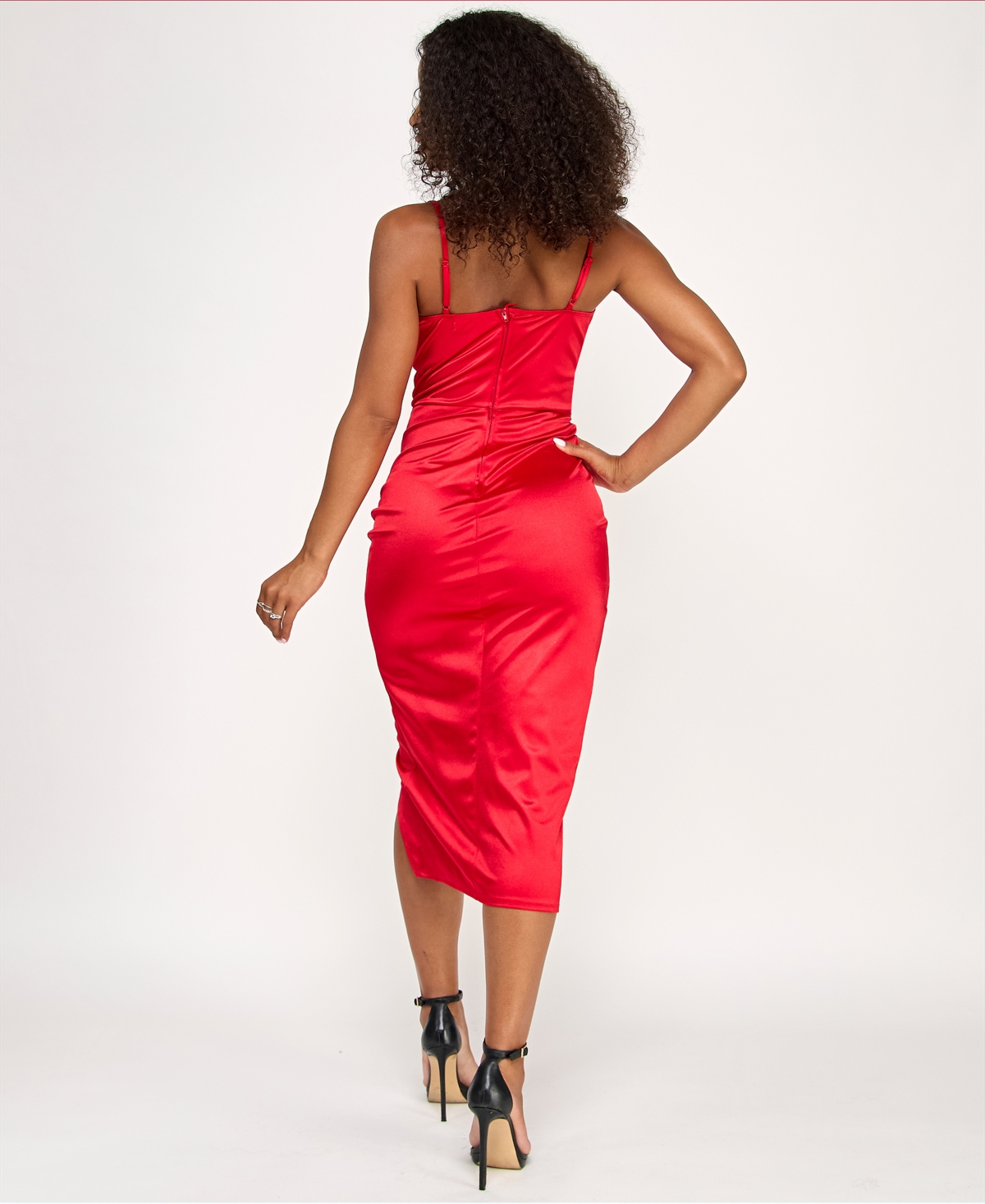 Emerald Sundae Juniors' Cowl Neck Sleeveless Midi Dress In Red