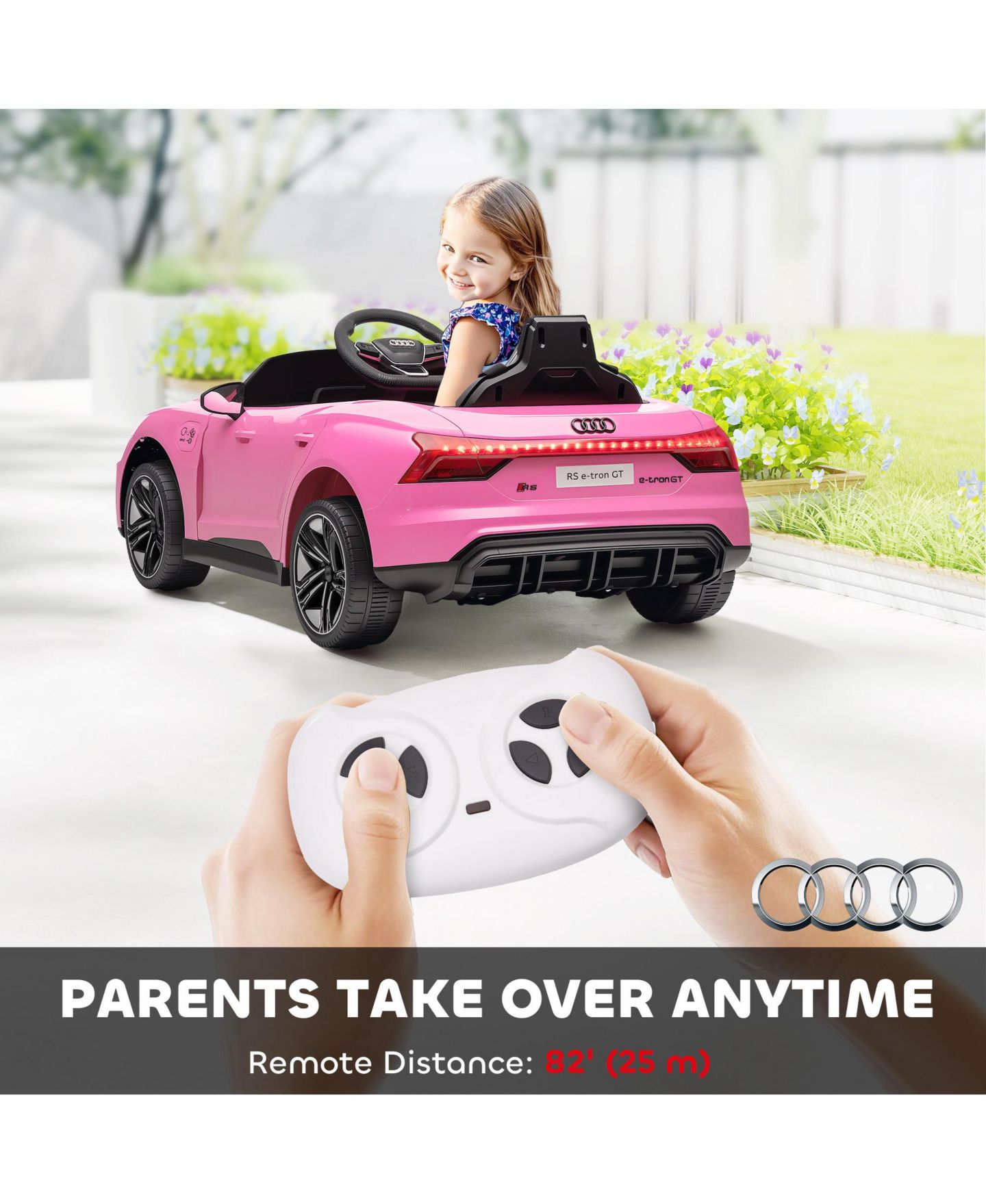 Детская игрушка Aosom RS E-Tron GT 12V Electric Remote Control Ride-On Car, 55 lb. Capacity, Ages 3+, цвет: Розовый — фото 5