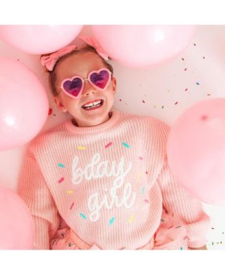 Little and Big Girls Birthday Girl Sprinkle Knit Sweater