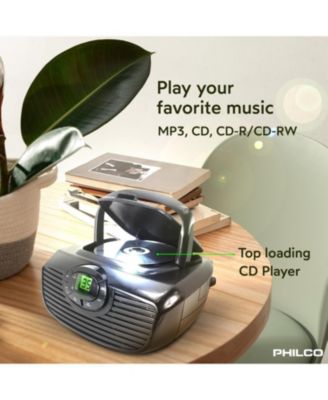 Boombox Portable CD Player with Bluetooth, USB Playback and CD Player is Compatible with MP3/WMA/CD-R/CD-RW CDs, Auxiliary Input, Stereo Sound