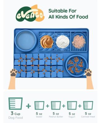 Blue Slow Feeder Bowl Silicone Lick Mat with Suction Cups for Dog Cat