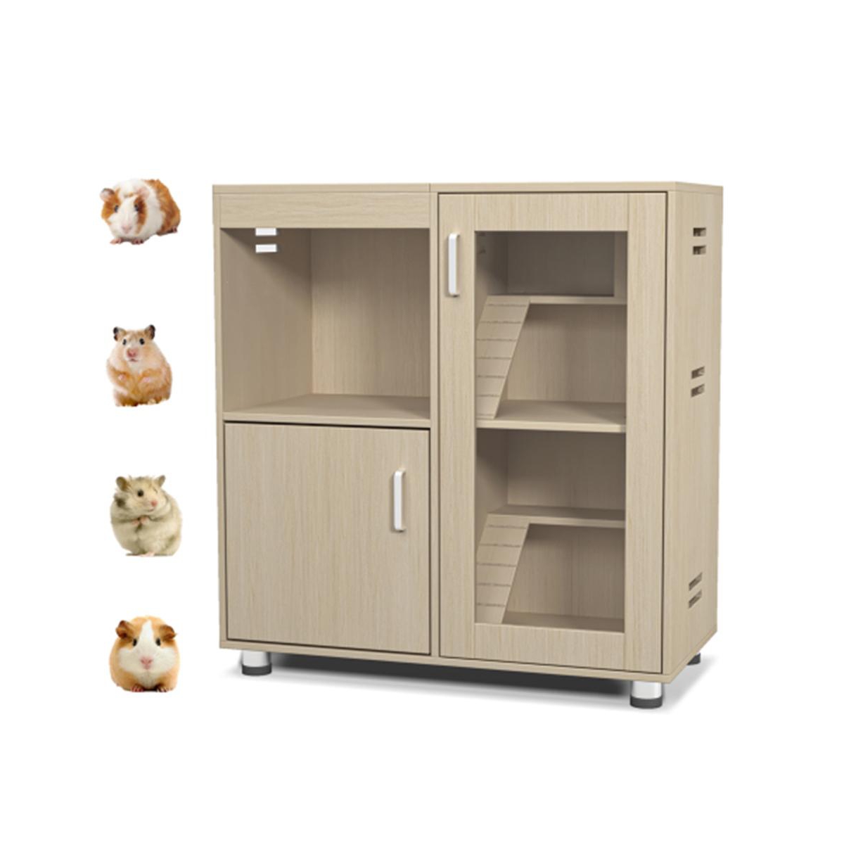 Aostirmotor 31.50 L x 15.75 W x 34.65 H Small Animal Cage 4 Tier Wood Acrylic Windows Storage