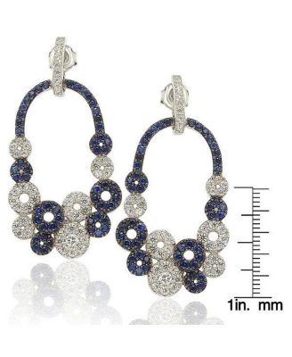 Suzy Levian Sterling Silver Sapphire Multi-circle Earrings