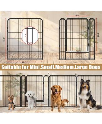 6 Black Panels 31.7 in H. Heavy Duty Metal Pet Exercise Pen with Door for Outdoor, Indoor