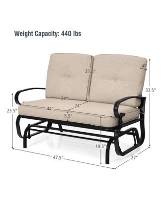 2-Person Outdoor Swing Glider Chair Bench Loveseat Cushioned Sofa