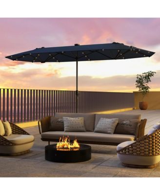 13 FT Patio Umbrella Double-Sided Market Umbrella w/ 36 Solar-Powered LED Lights