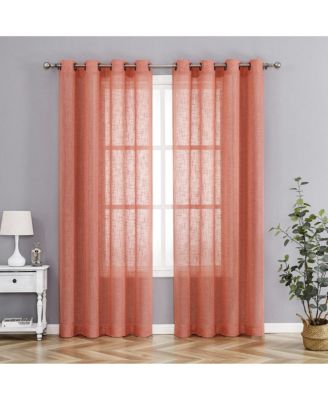 2 Pack Lux Thread Premium Woven Grommet Top Sheer Curtain Panels - Spice