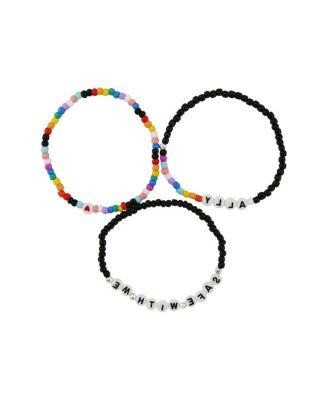 3-Piece Rainbow Beaded Stretch Bracelet Set Ally and Safe With Me