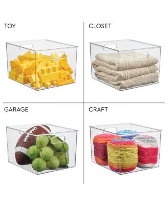 Plastic Storage Bin with Handles - Set of 8 - Clear - Made in USA