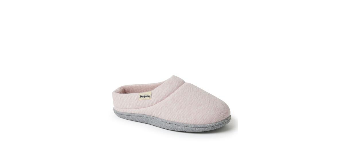 Women's Lacey Rib Knit House Shoe Clog Slipper - Pink heather